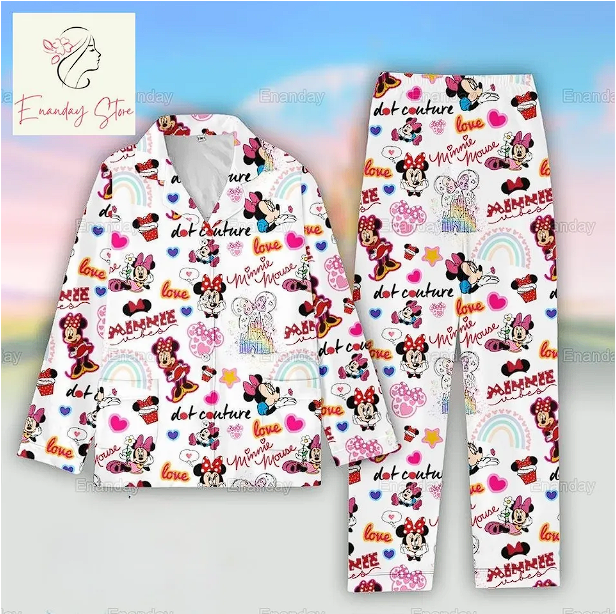 Minnie Mouse Pajama Set, Disney Minnie Pajamas, Minnie Holiday Pajama Qdh Long Sleeve Pyjamas