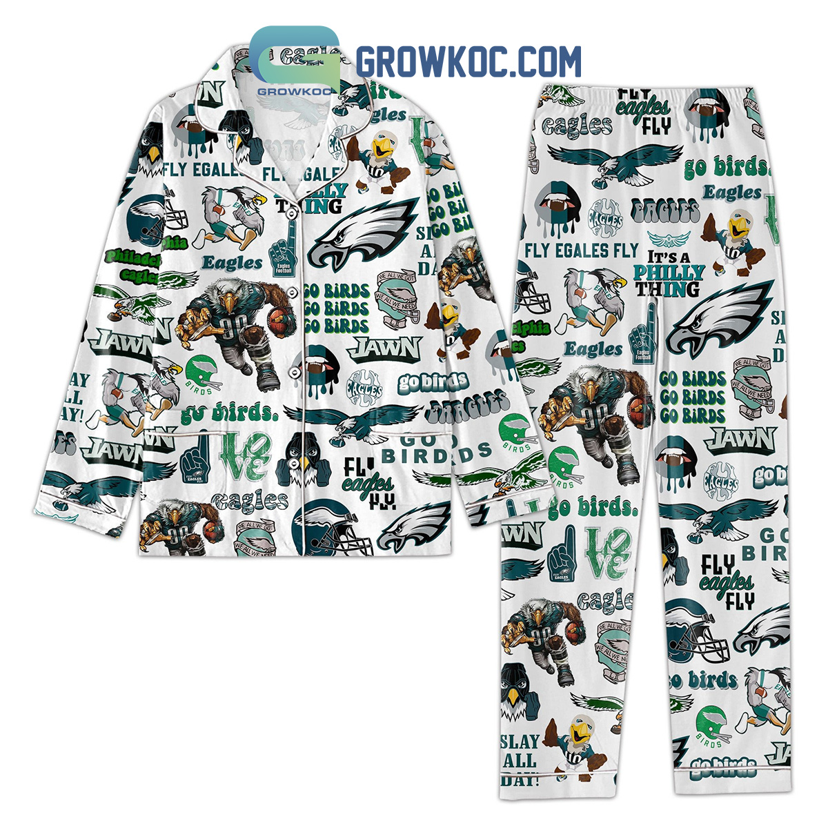 Philadelphia Go Birds Fly Eagles Fly Pyjama Pajama Set Nva