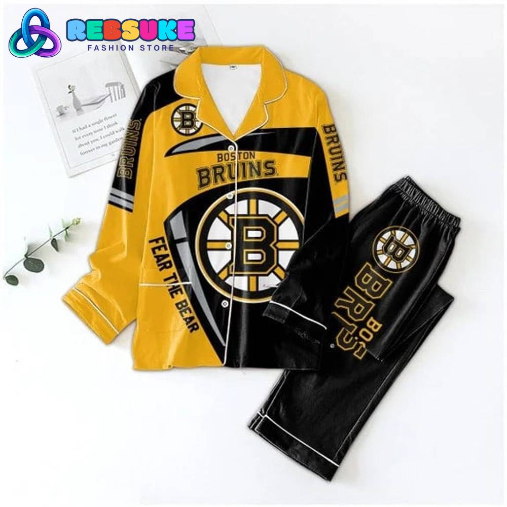 Boston Bruins Nhl Fear The Bear Pyjama Pajama Set Nva
