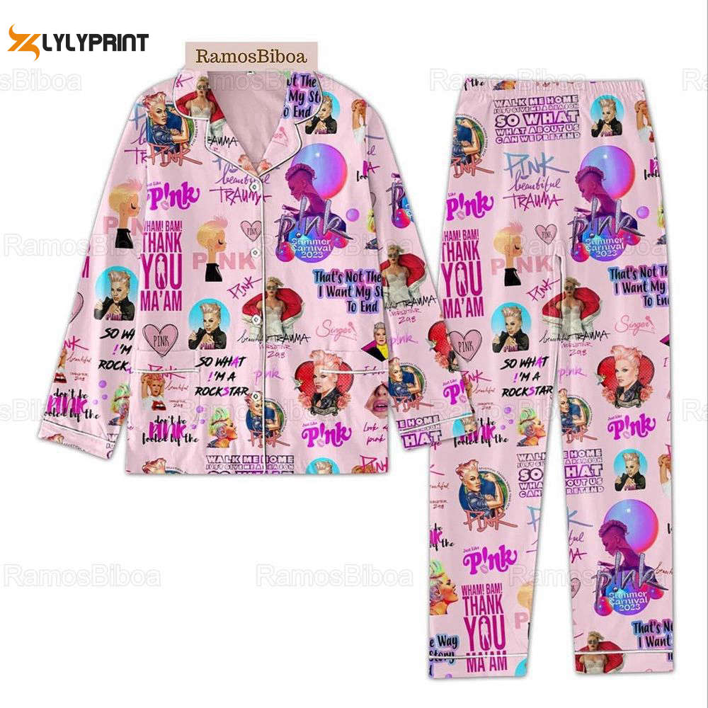 P!Nk Singer Pajamas Set P!Nk Women Pyjamas Pink Summer Nva