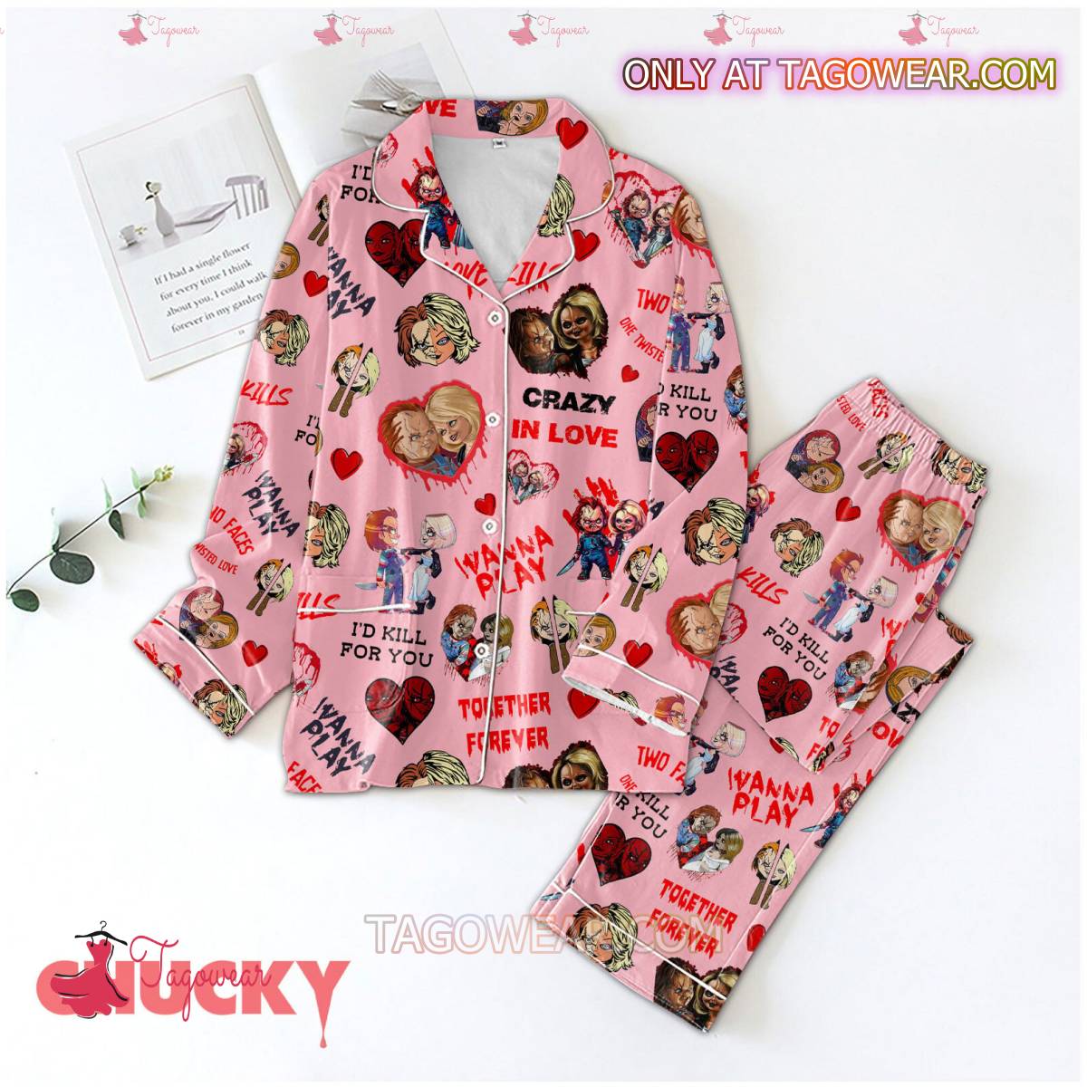 Chucky Crazy In Love Valentine Men Women Pajama Set Hfn Family Matching Shirt