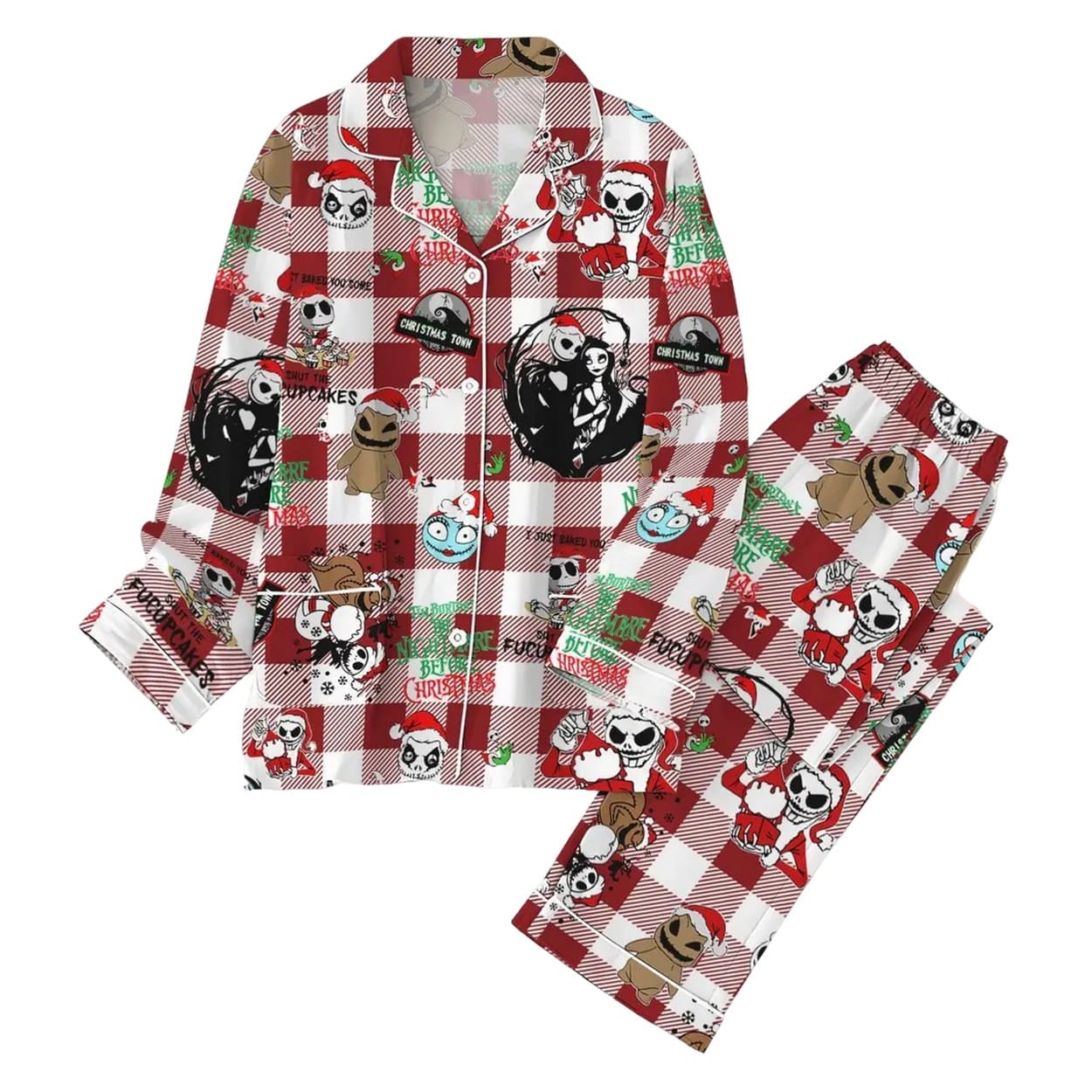 Black Cat Ugly Pyjama Pajama Set Nva