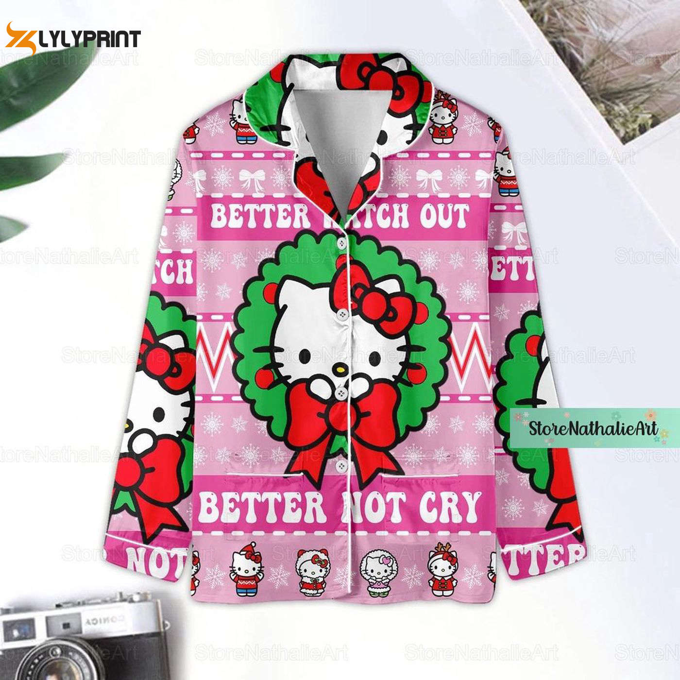 Cozy Hello Kitty Pajama Set Set Pink Holiday Sleepwear