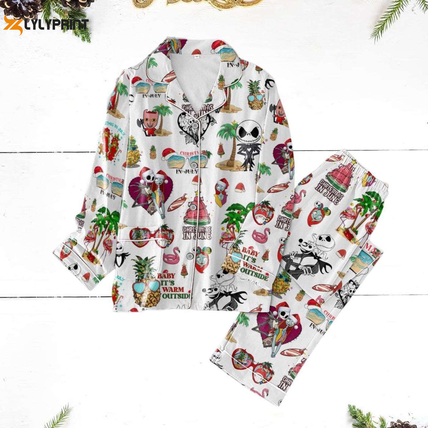 Disney Jack Skellington Pajama Set Set Festive Nightmare Before Shirt For Women