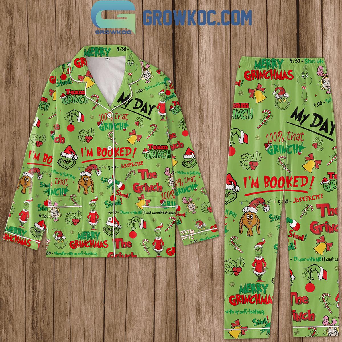 The Grinch Im Booked For Polyester Family Matching Pajama Set Gifts Hg