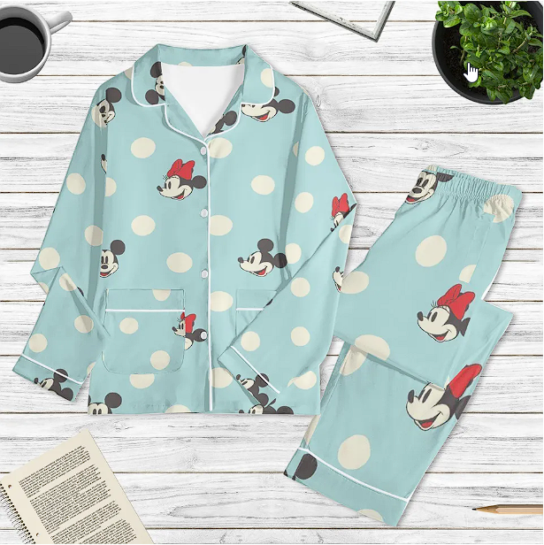 Minnie Mouse Pajama Set, Custom Minnie Pajamas, Magical Kingdom Pajama Qdh Long Sleeve Pyjamas