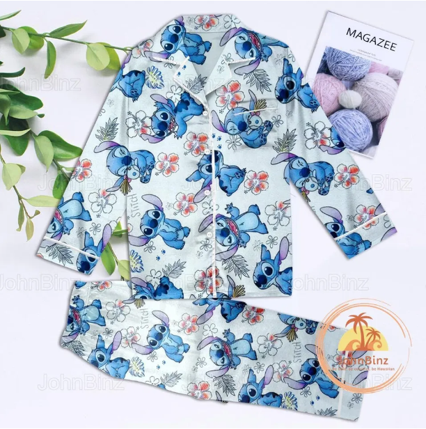 Stitch Pajama Set, Disney Stitch Pajamas, Cute Stitch Pajama Set Qdh Long Sleeve Pyjamas