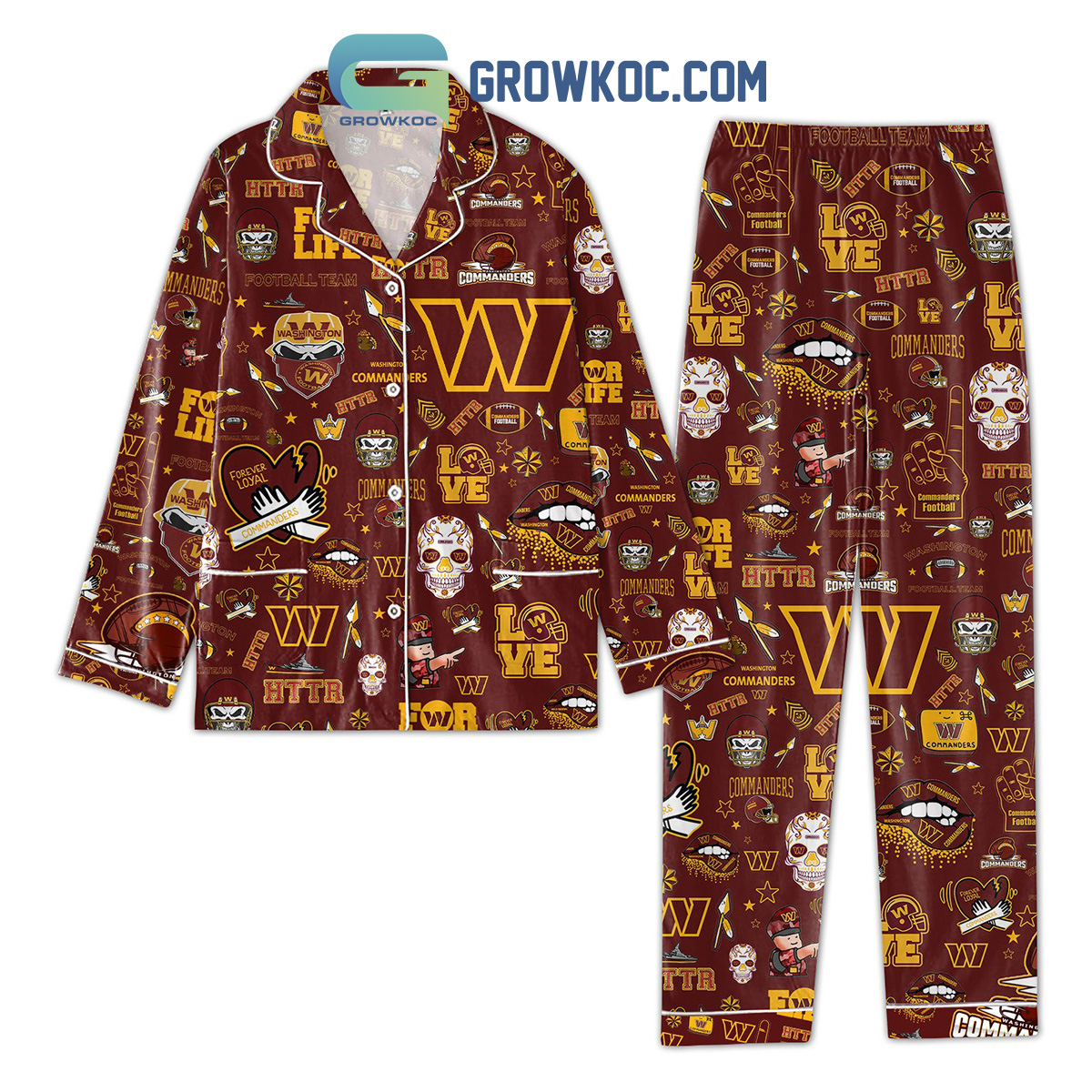 Wa Commanders Forever Loyal Love Pyjama Pajama Set Nva