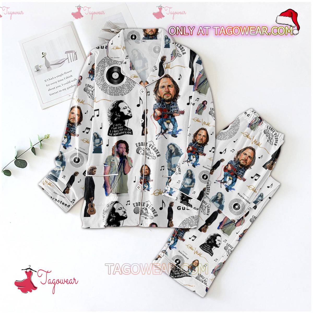 Eddie Vedder Music Pattern Men Women Pajama Set Hfn Family Matching Shirt