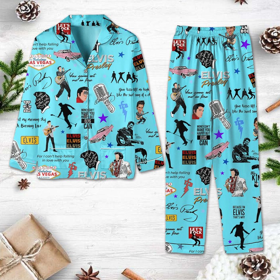 Elvis Presley Pajama Set Elvis Presley Pajama Elvis Presley Night Pajama Gift For Family Sleepwear Nva