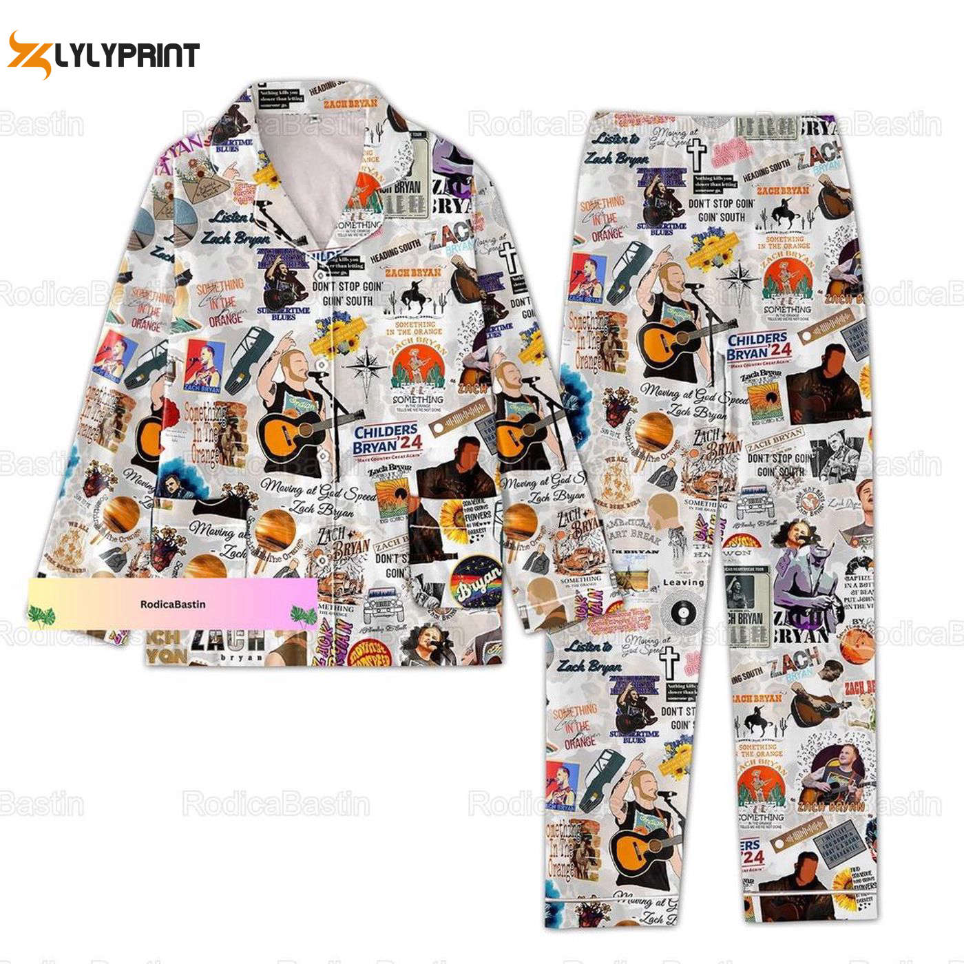 Get Festive With Zach Bryan Pajama Set! Stylish Country Music Pjs In Orange Shop Now! Nva