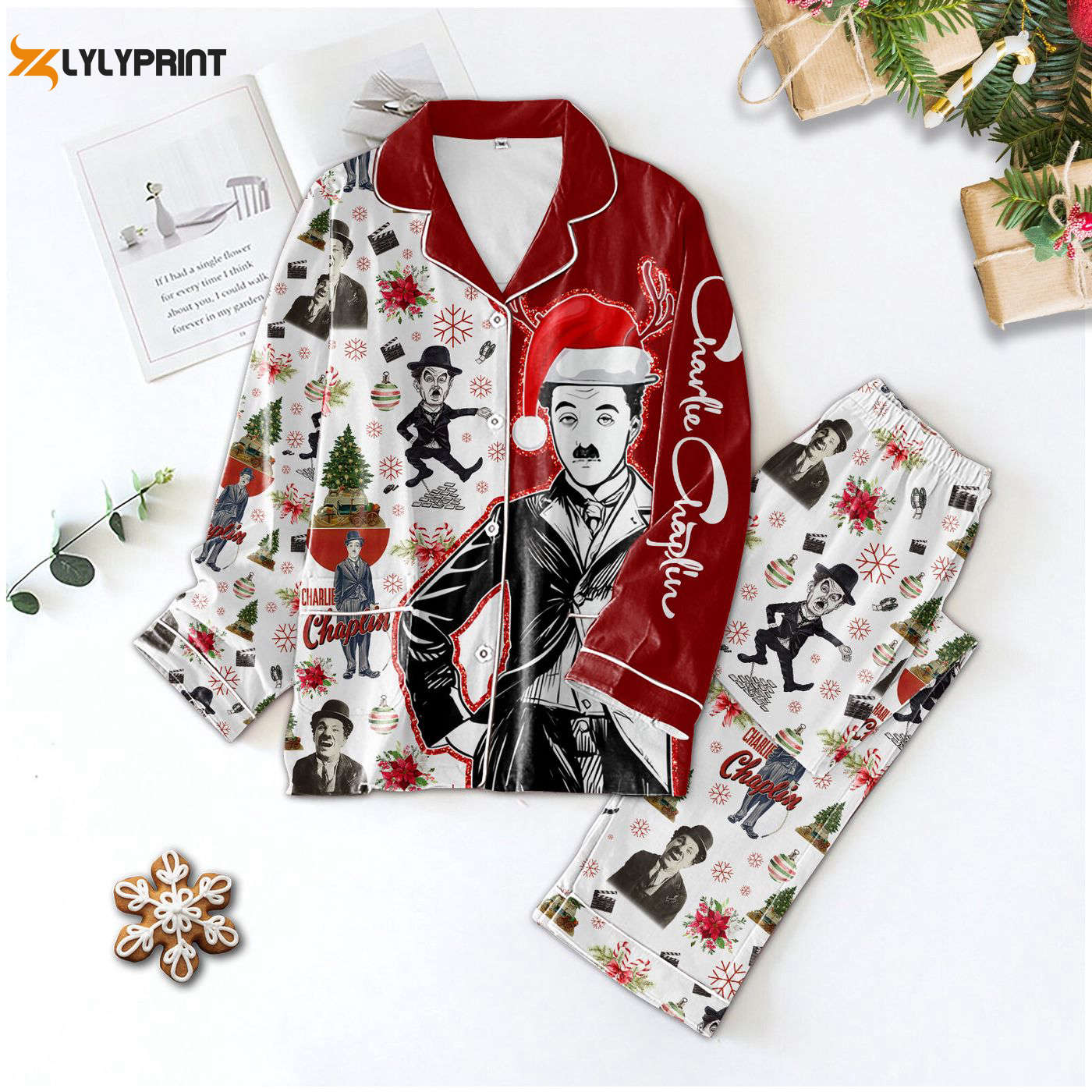 Cozy Clc Button Down Pajamas Set Hn Festive & Comfortable Sleepwear Nva