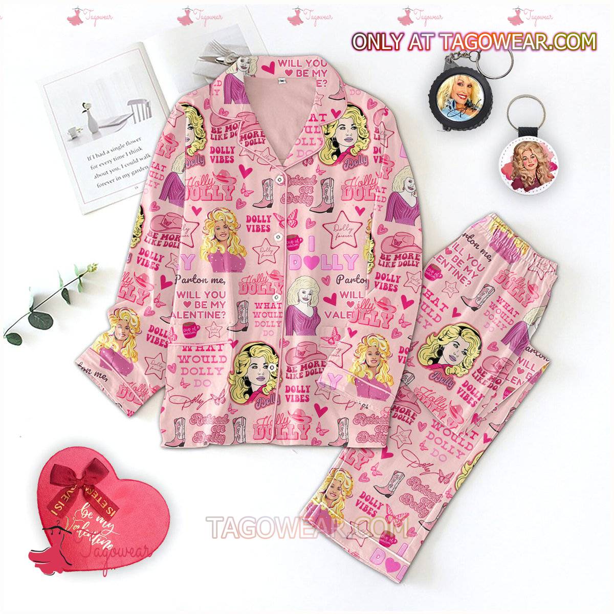Dolly Parton Will You Be My Valentine Men Women Pajama Set Hfn Family Matching Shirt