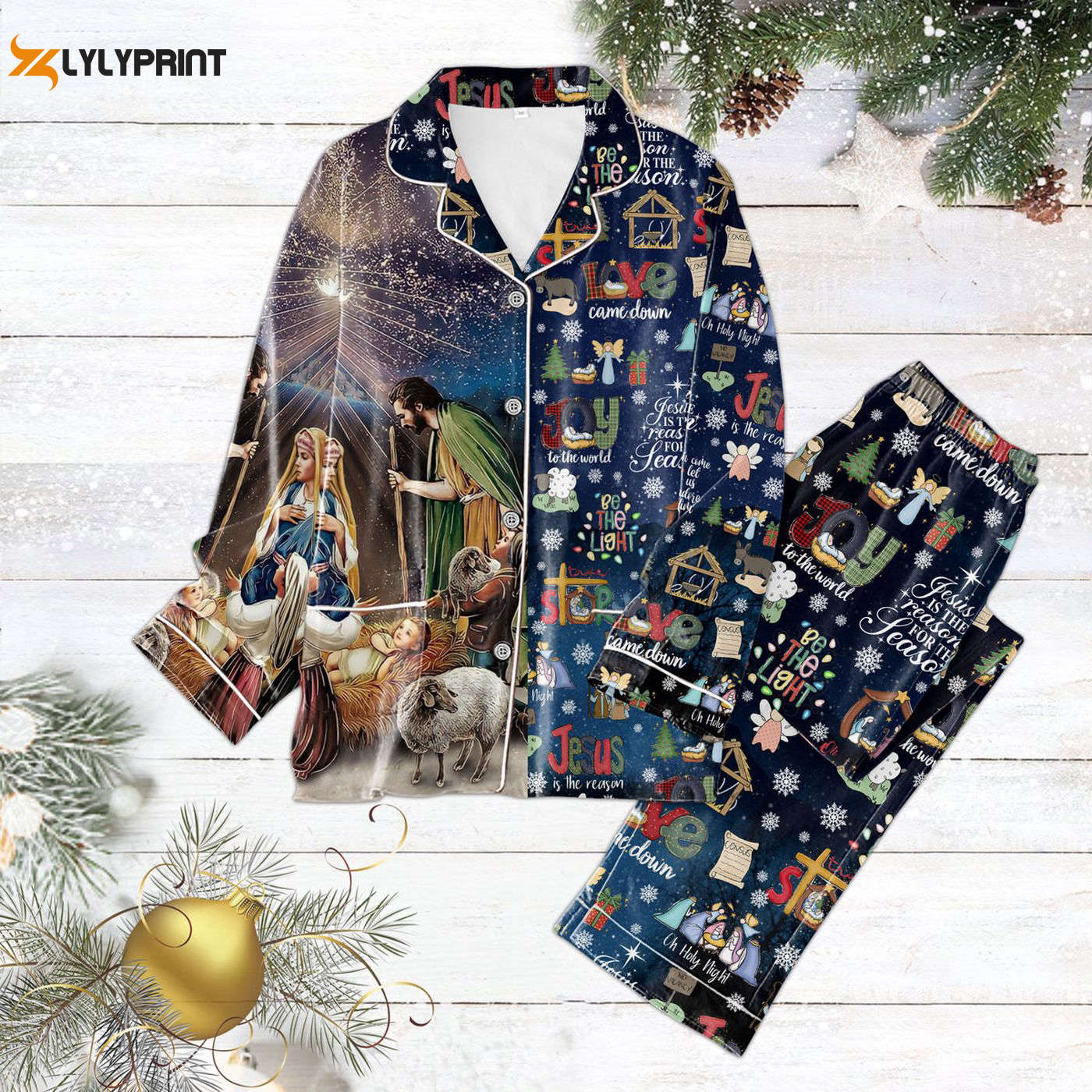 Cozy Chjs Button Down Pajamas Set La Festive Sleepwear For The Holidays! Nva