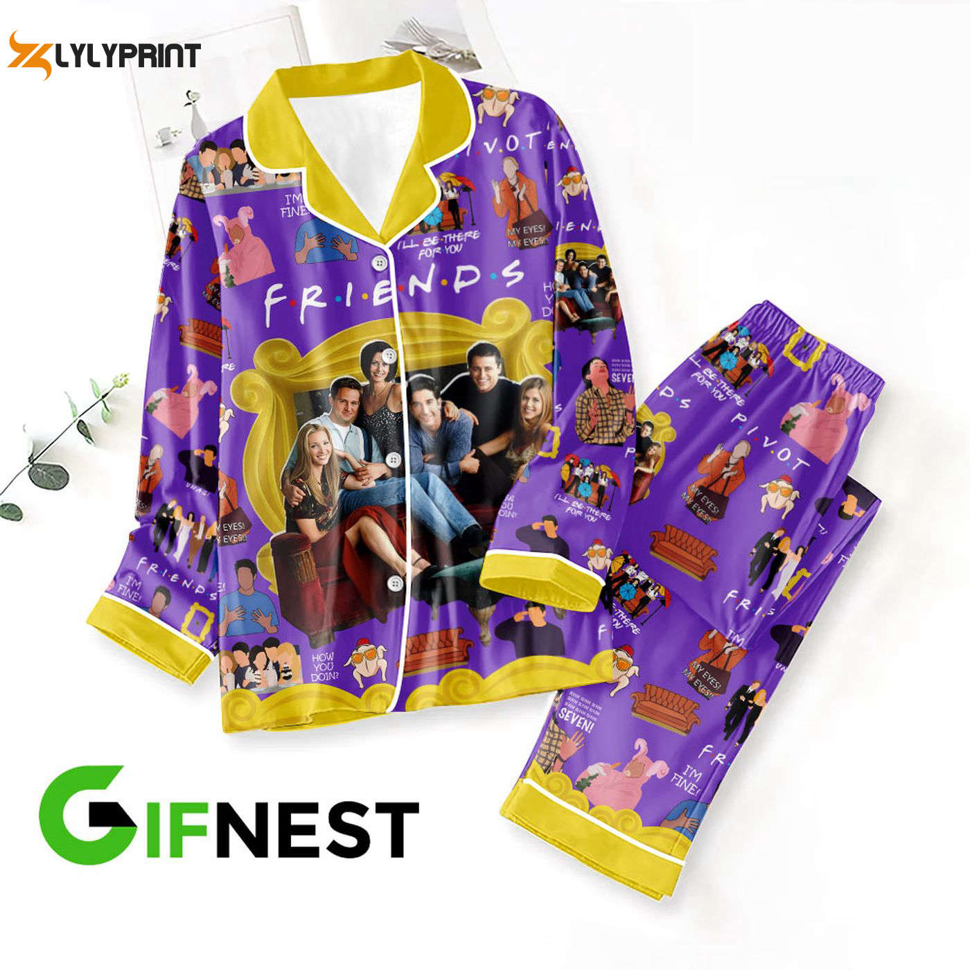 Cozy Friends Button Down Pajama Set Perfect Women S Gift For Nva