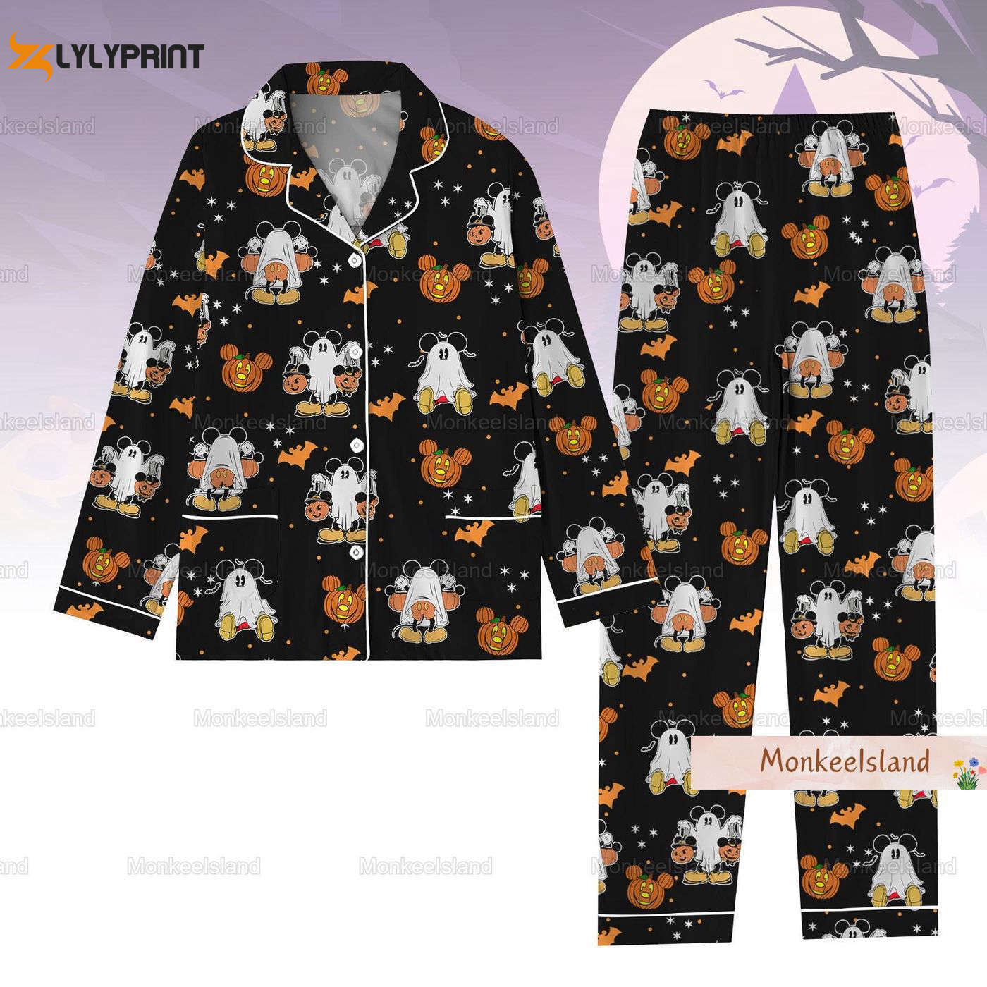Halloween Women Pajama Set Cute Mickey Ghost & Pumpkin Pj Set Disney Shirt & Fall Gift