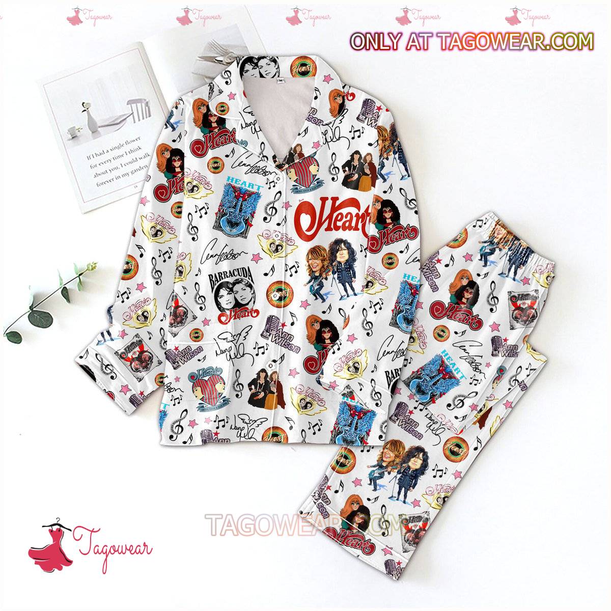 Heart Band Pattern Signature Men Women Pajama Set Hfn Family Matching Shirt