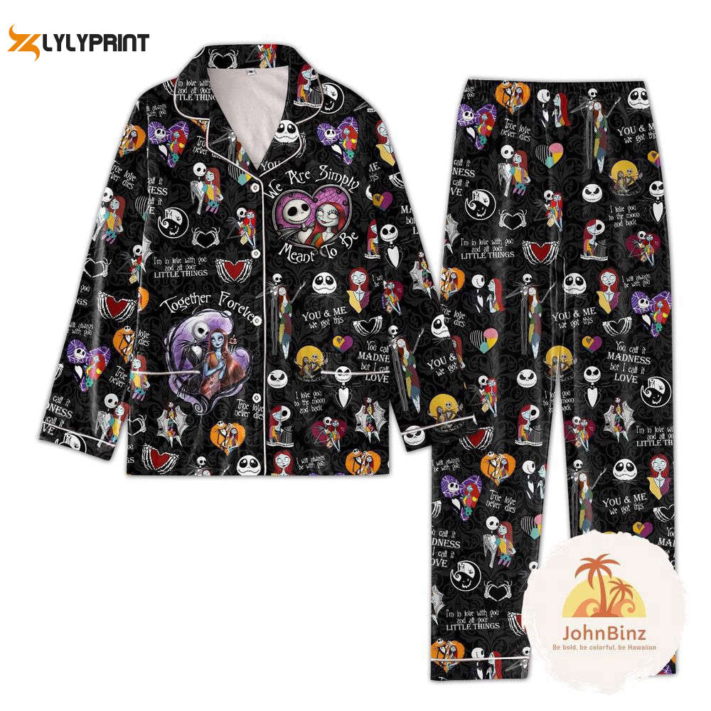 Jack And Sally Pajamas Set Jack Skellington Pyjamas Nightmare Before Night Wear Pajamas Set Nva