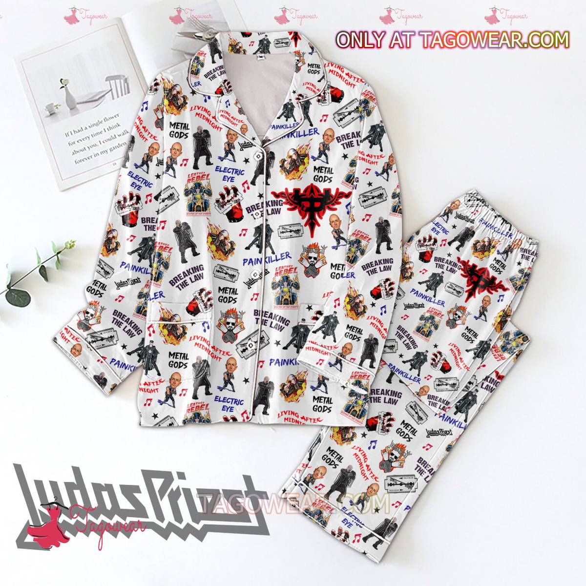 Judas Priest Music Pattern Print Men Women Pajama Set Hfn Family Matching Shirt