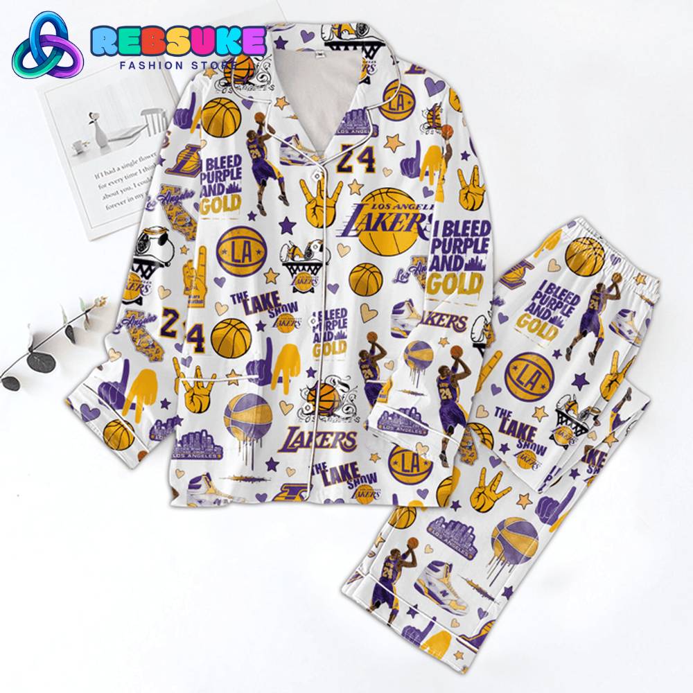 Los Angeles Lakers Purple And Gold Pyjama Pajama Set Nva