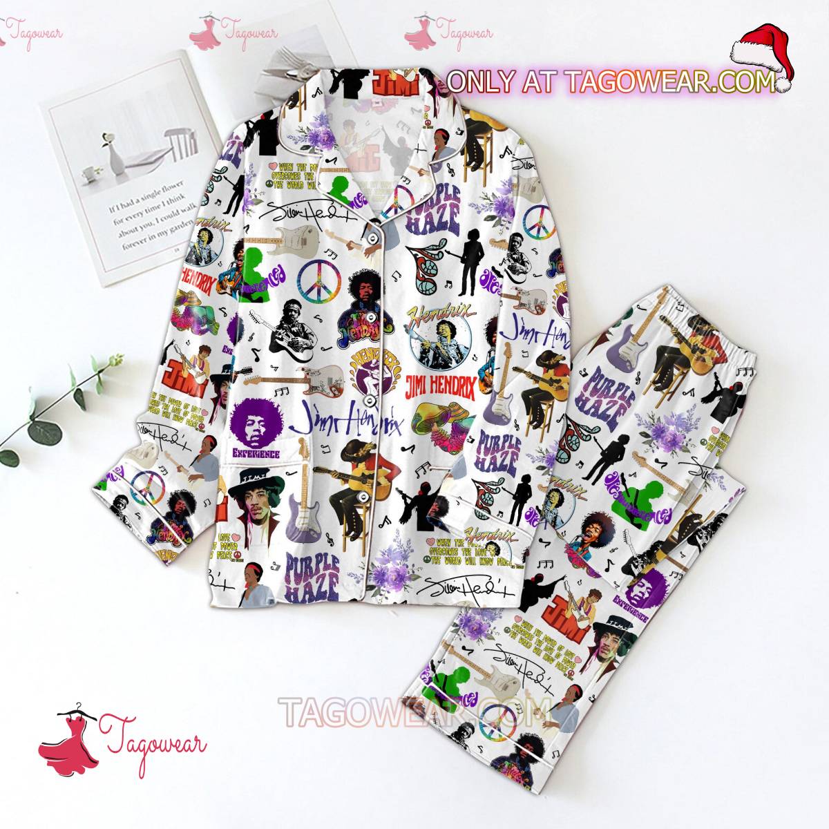 Jimi Hendrix Music Stickers Printed Men Women Pajama Set Hfn Family Matching Shirt