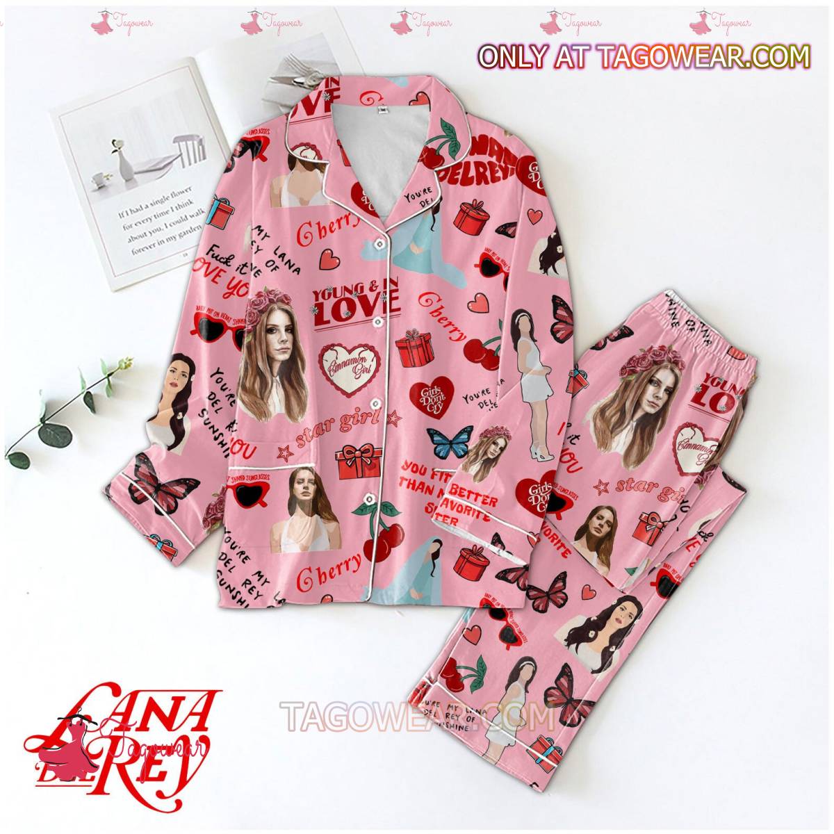 Lana Del Rey Young And In Love Men Women Pajama Set Hfn Family Matching Shirt