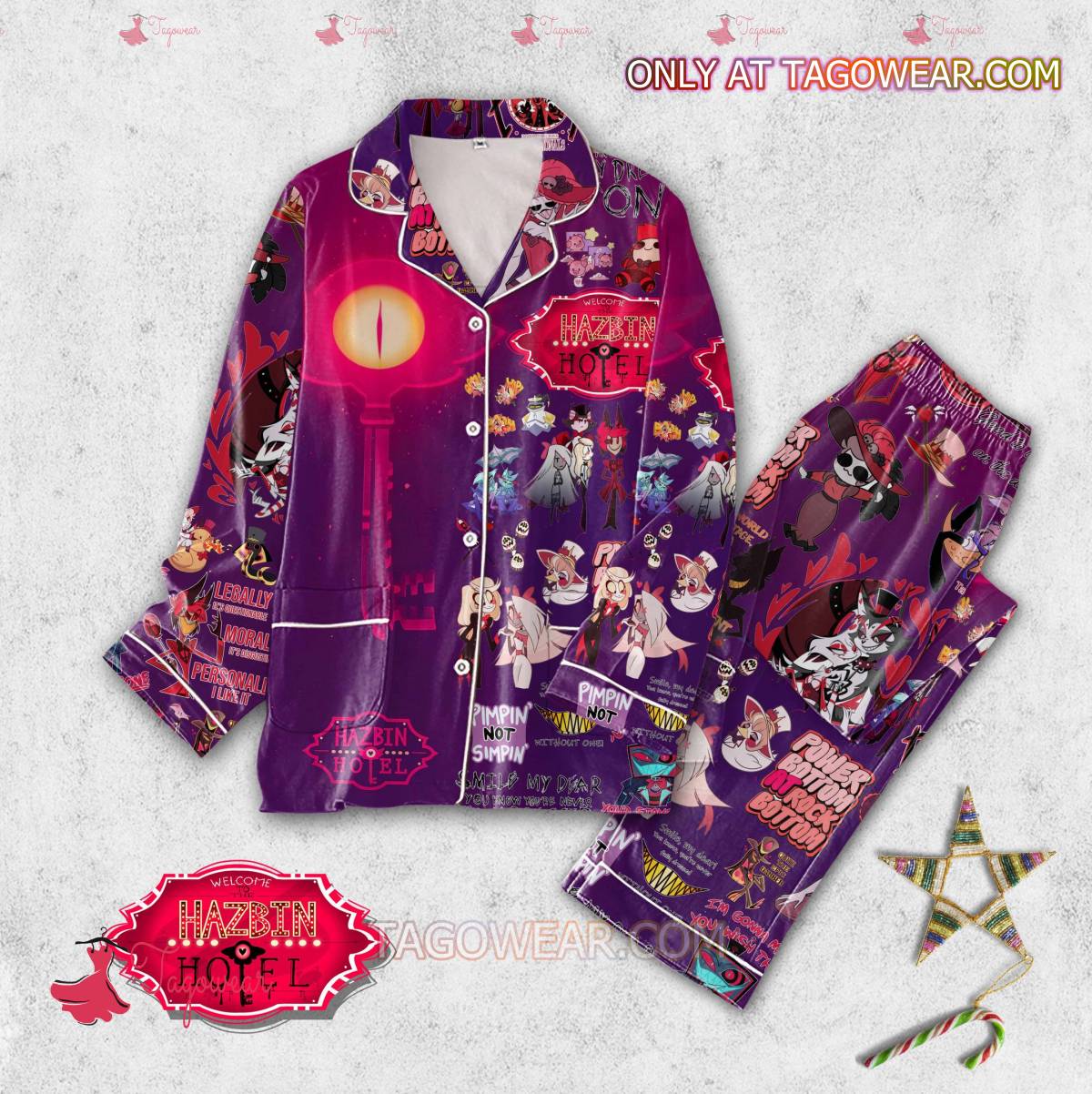 Hazbin Hotel Pattern Pajama Set Hfn Family Matching Shirt