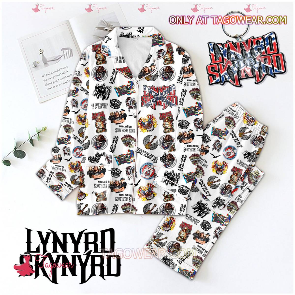 Lynyrd Skynyrd Music Stickers Print Men Women Pajama Set Hfn Family Matching Shirt