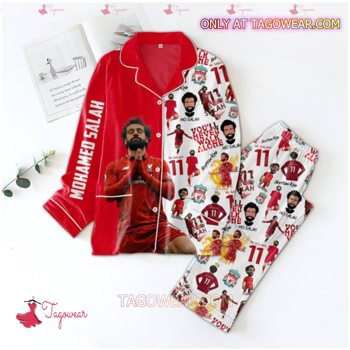 Mohamed Salah You?Ll Never Walk Alone Men Women Pajama Set Hfn Family Matching Shirt