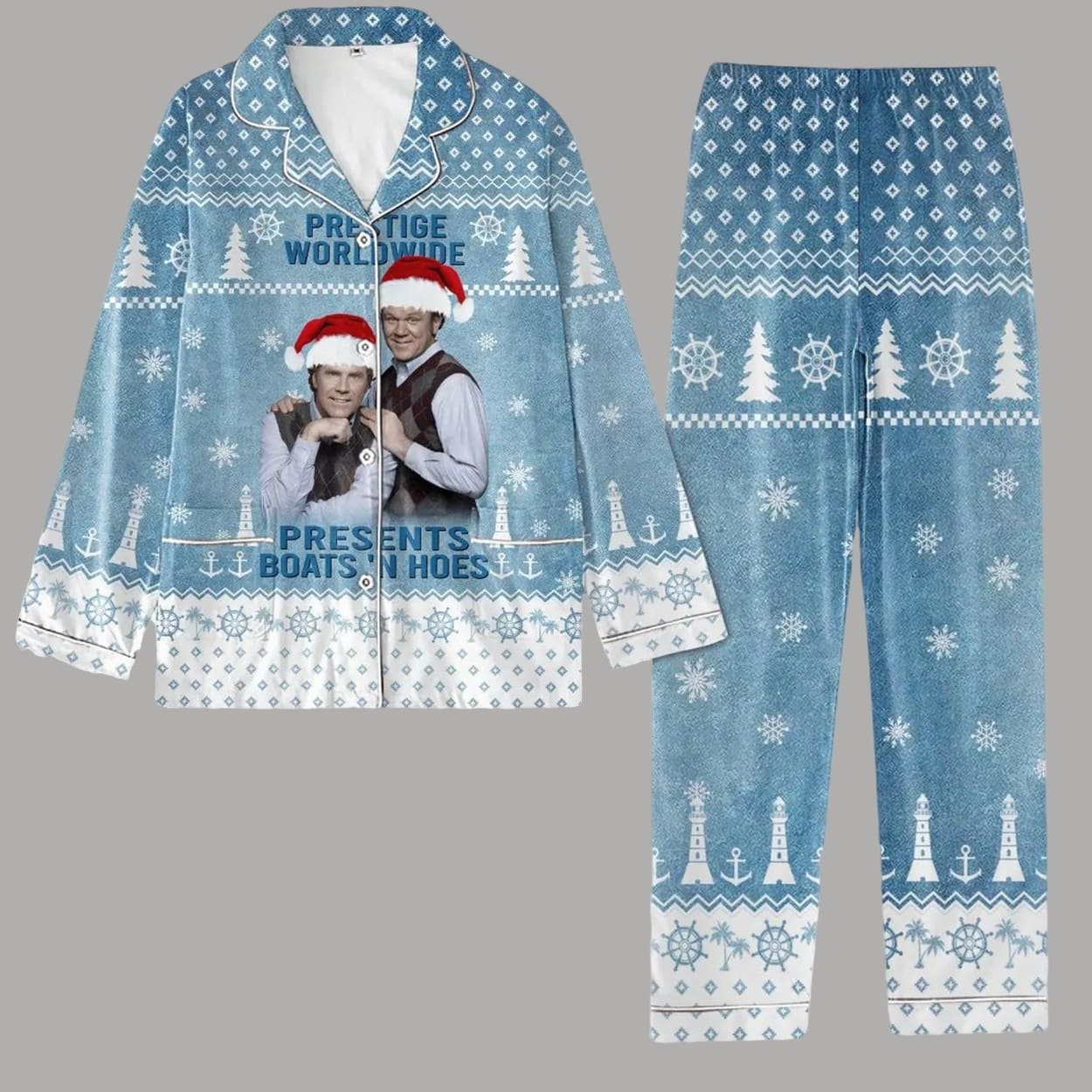 Ho Ho Holy Schnikes Chris Farley Button Down Pyjama Pajama Set Nva