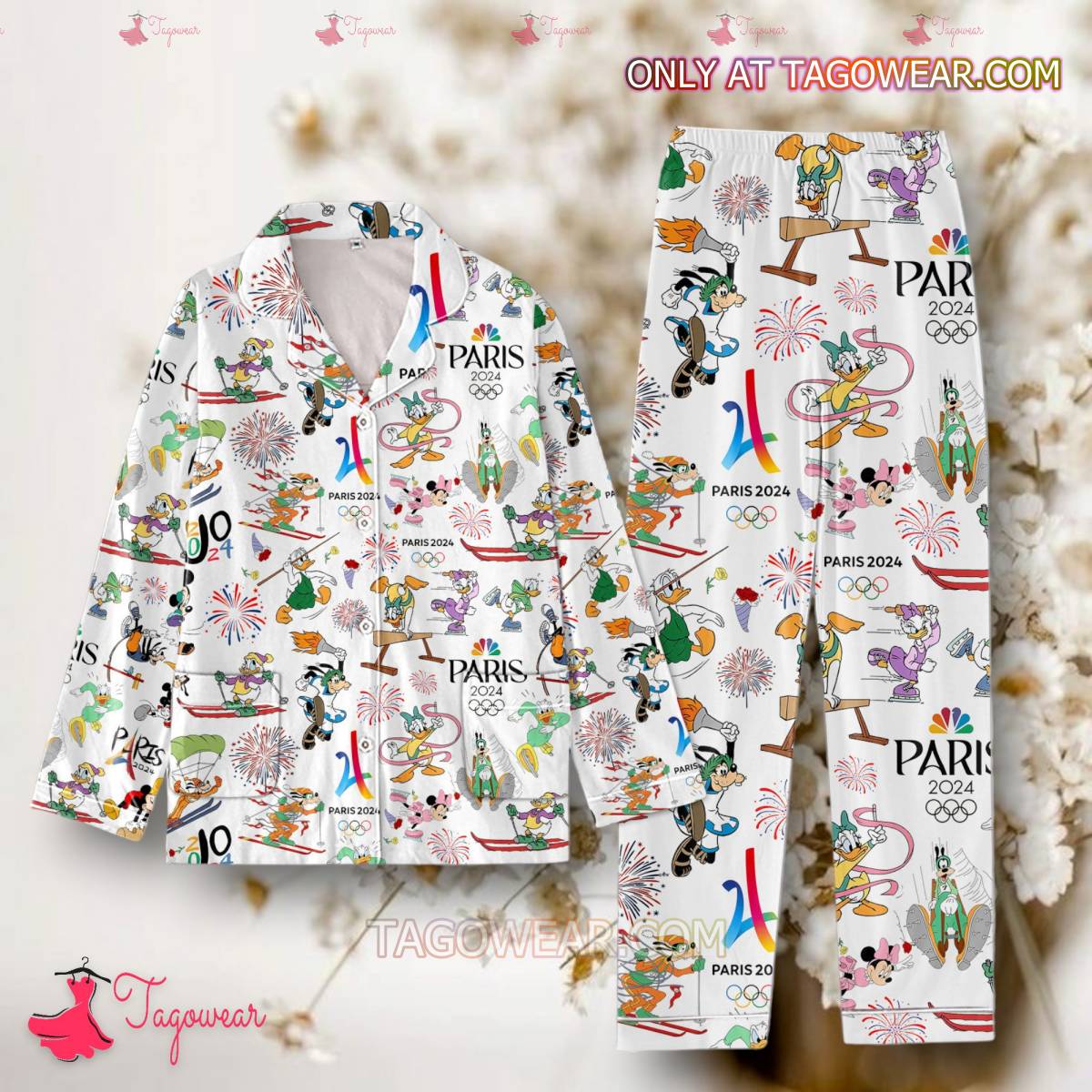 Mickey And Friends Olympic Paris 2025 Pajama Set Hfn Family Matching Shirt