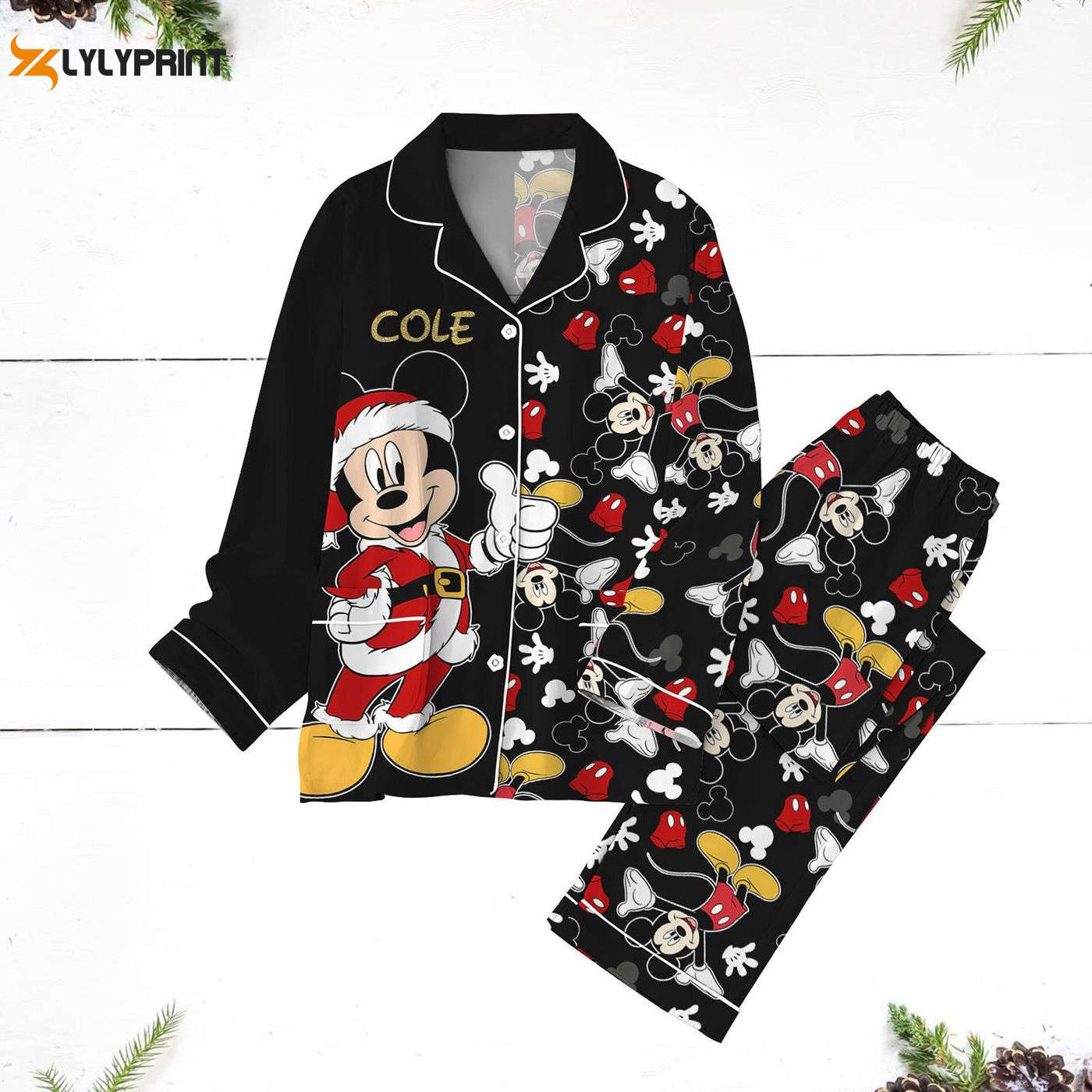 Mickey Mouse Pajama Set Set Festive Mickey & Friends Xmas Pjs Santa Pants Disney Movie Shirt Perfect Gift