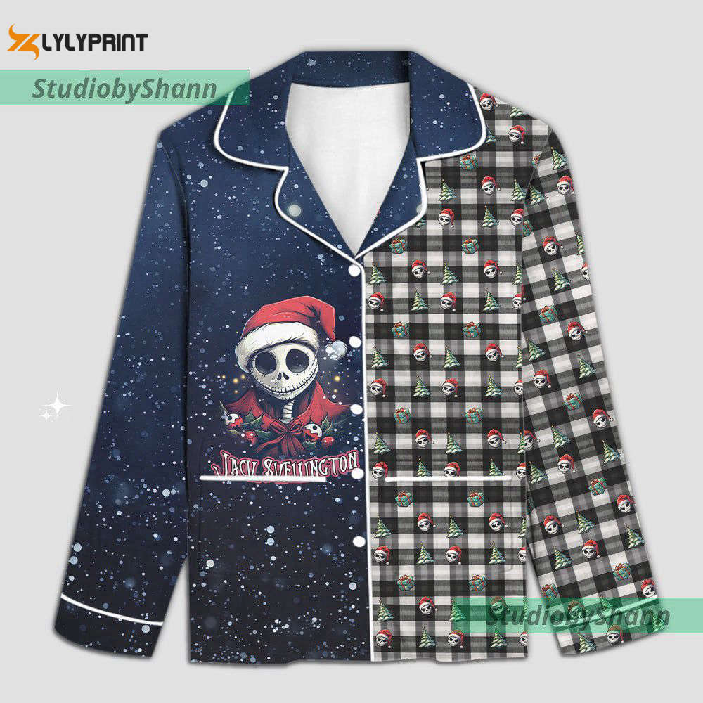 Nightmare Before Pajamas Set Jack Skellington Long Pajamas Set Merry Xmas Loungewear Winter Day Pyjamas Nva