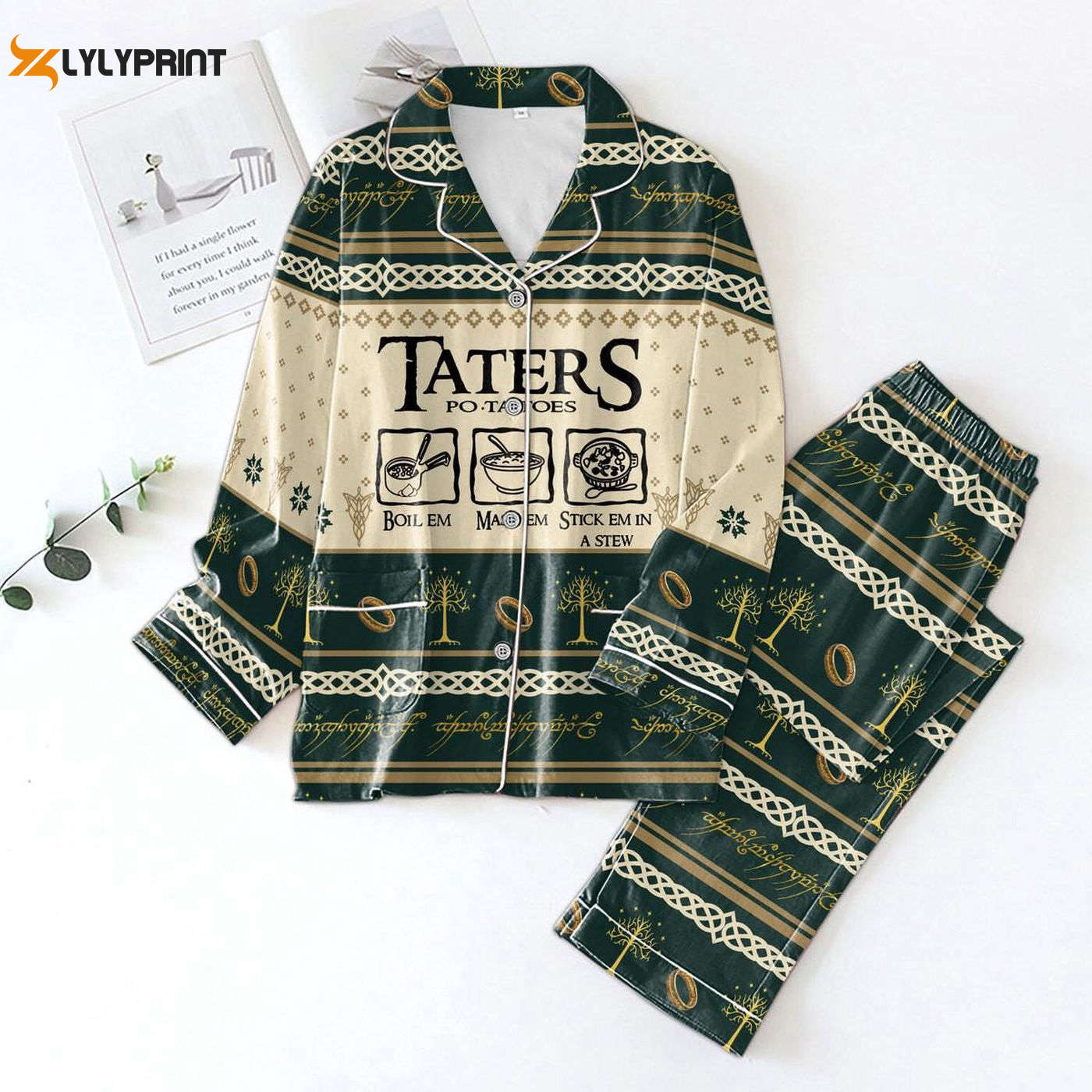 Lotr Pajama Set Set Movie-Themed Holiday Pjs For Women & Families Perfect Lotr Fans Gift