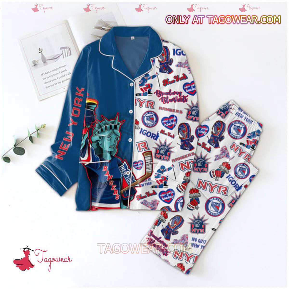 Nyrangers Broadway Blueshirts Men Women Pajama Set Hfn Family Matching Shirt