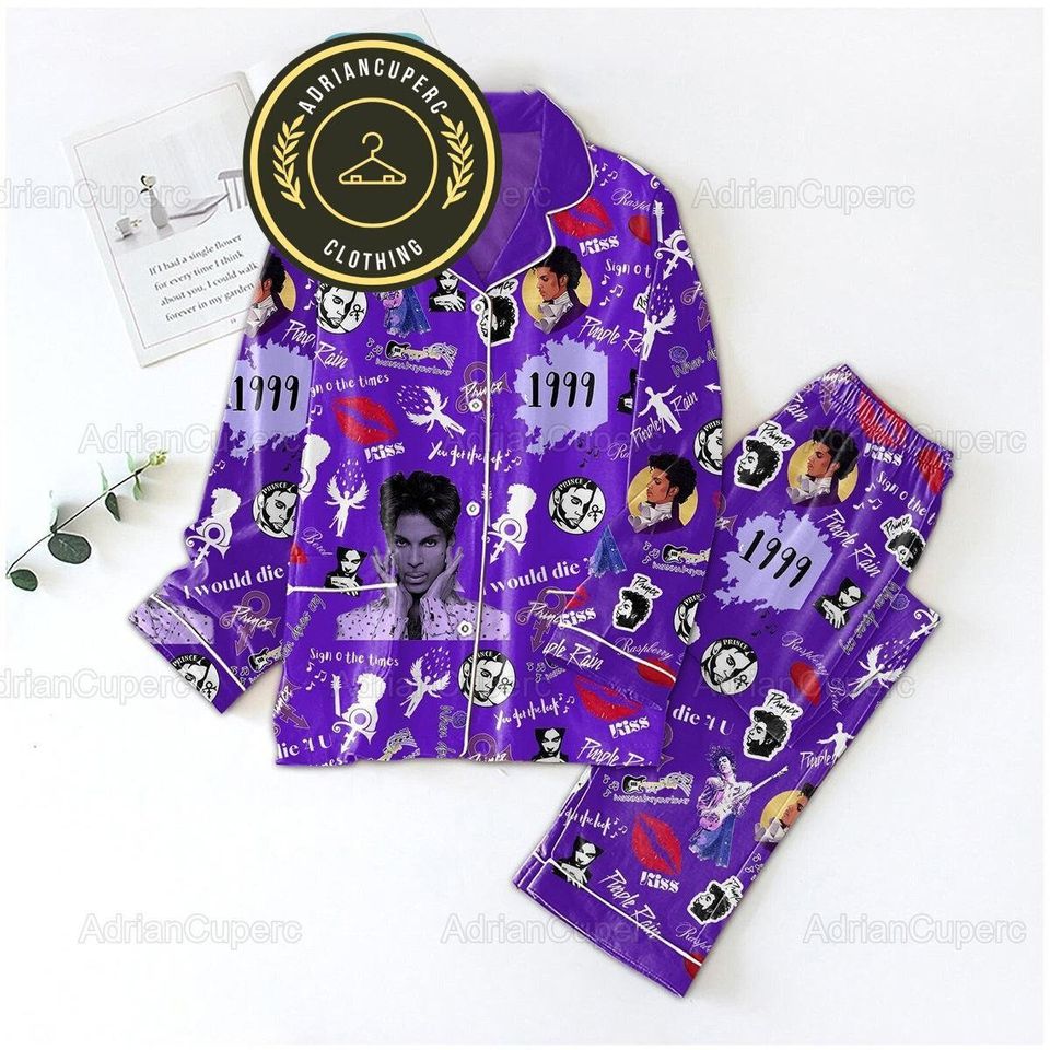 Prince Pajama Set Women Pur Rain Pajama For Party Gift For Family Sleepwear Nva