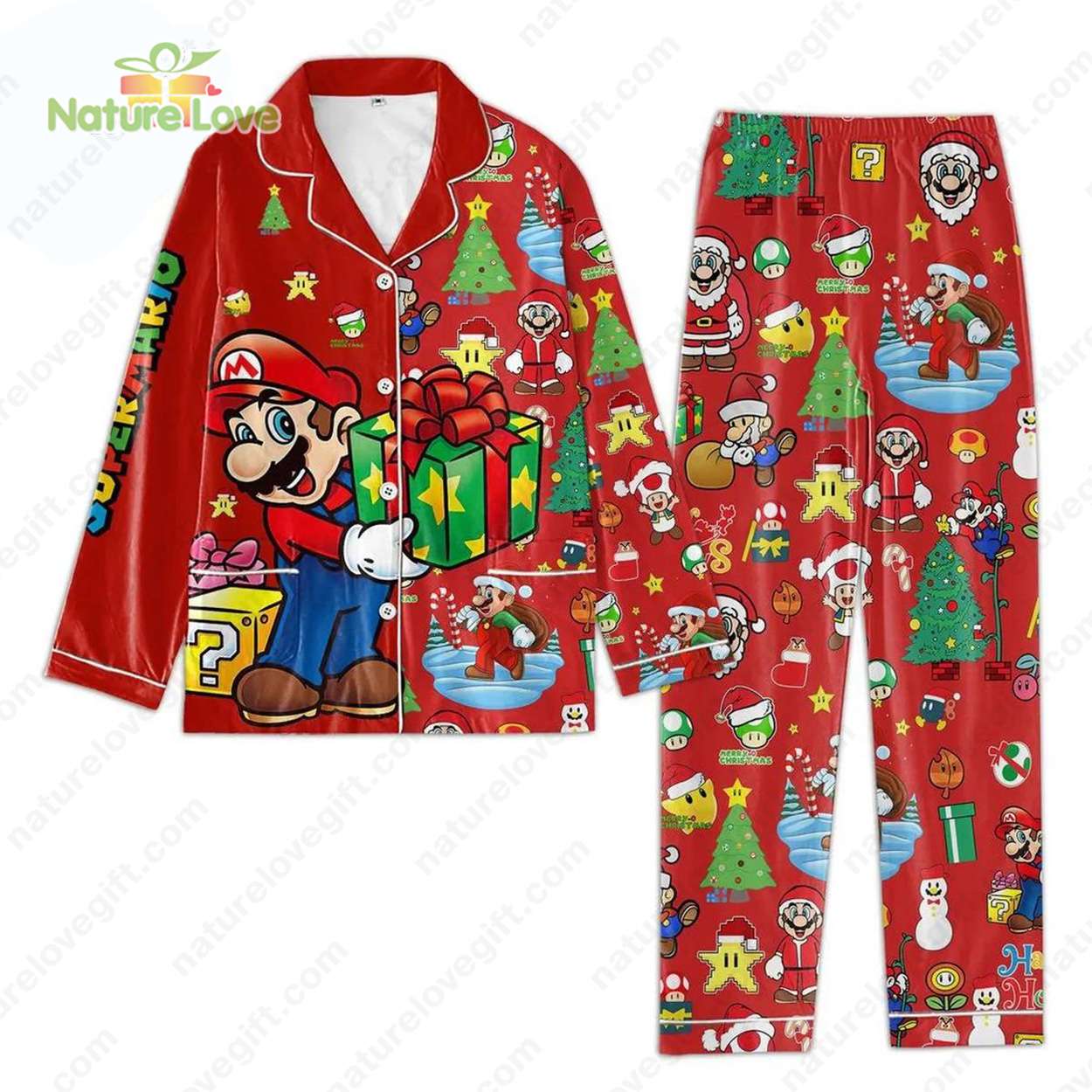 Super Mario Merry Red Pyjama Pajama Set Nva Super Mario Gifts