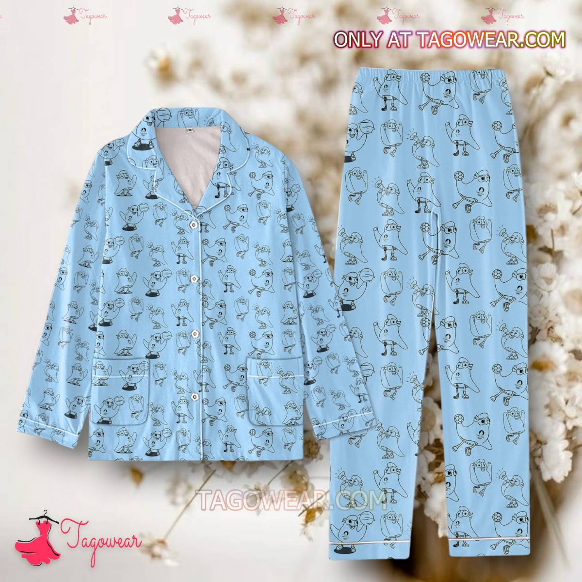Olympic Paris 2025 Mascot Blur Pajama Set Hfn Family Matching Shirt