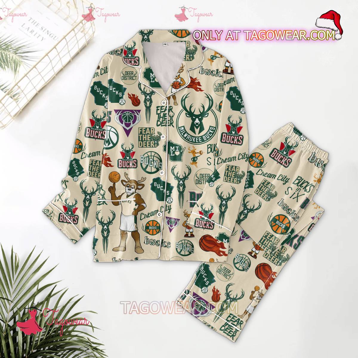 Milwaukee Bucks Fear The Deer Men Women Pajama Set Hfn Family Matching Shirt
