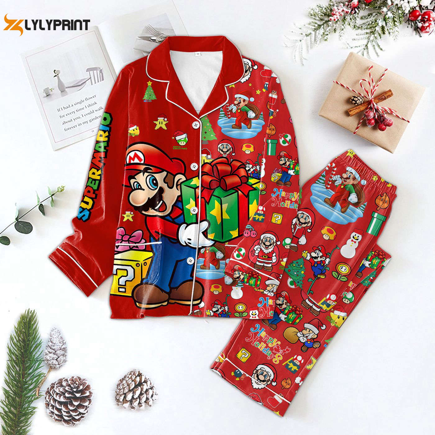 Stay Festive With Mro Button Down Pajamas Set Trendy & Cozy Tl Nva