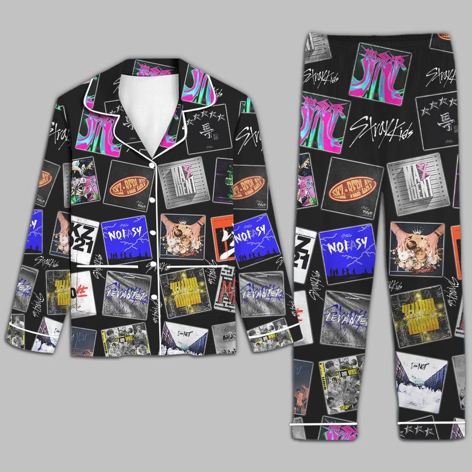 Stray Kids Pajama Set Skz Album Rock-Star 5-Star Noeasy Maxident Pajama Kpop Pajama Set Gift For Family Sleepwear Nva