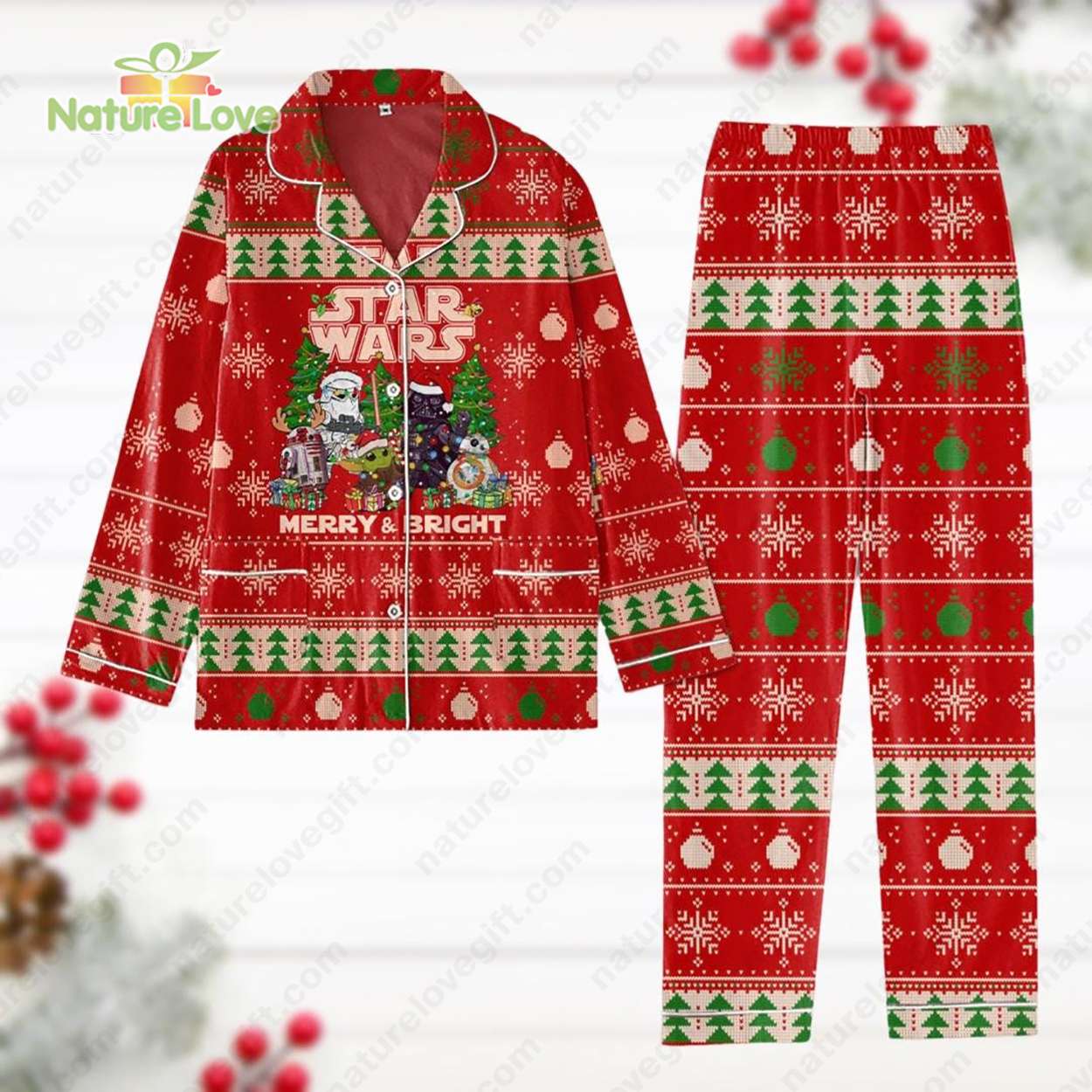 Star Wars Merry Pajamas Set Star Wars Xmas Pajamas Set Red Set Pyjama Nva