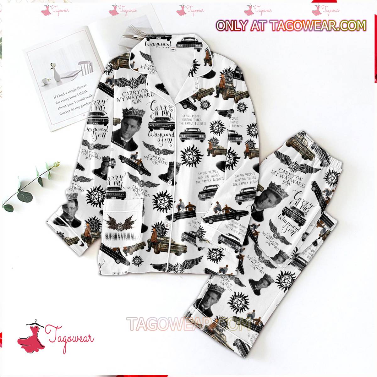 Supernatural Carry On My Wayward Son Men Women Pajama Set Hfn Family Matching Shirt