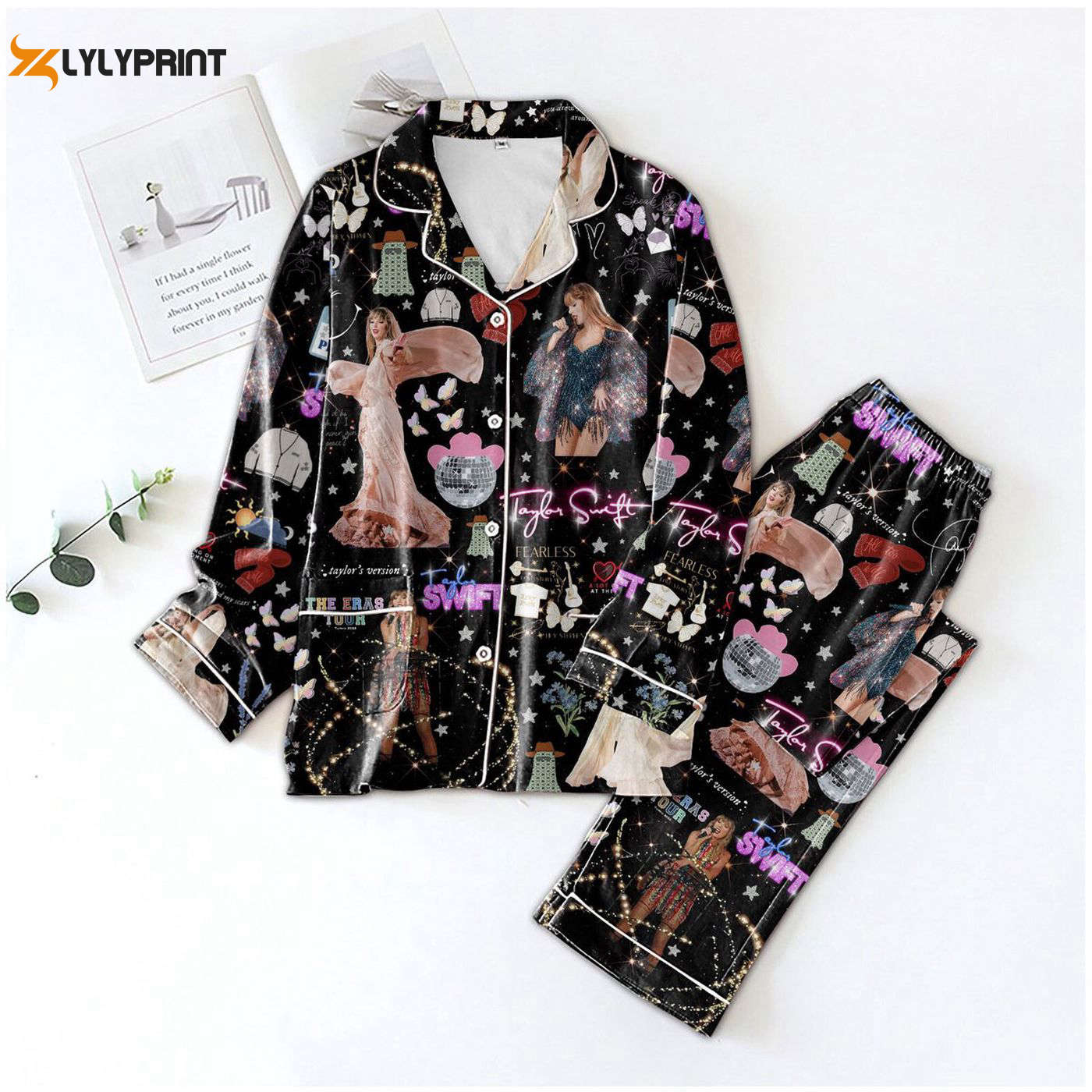 Taylor Swift Pajama Set Set Stylish Button Down Sleepwear