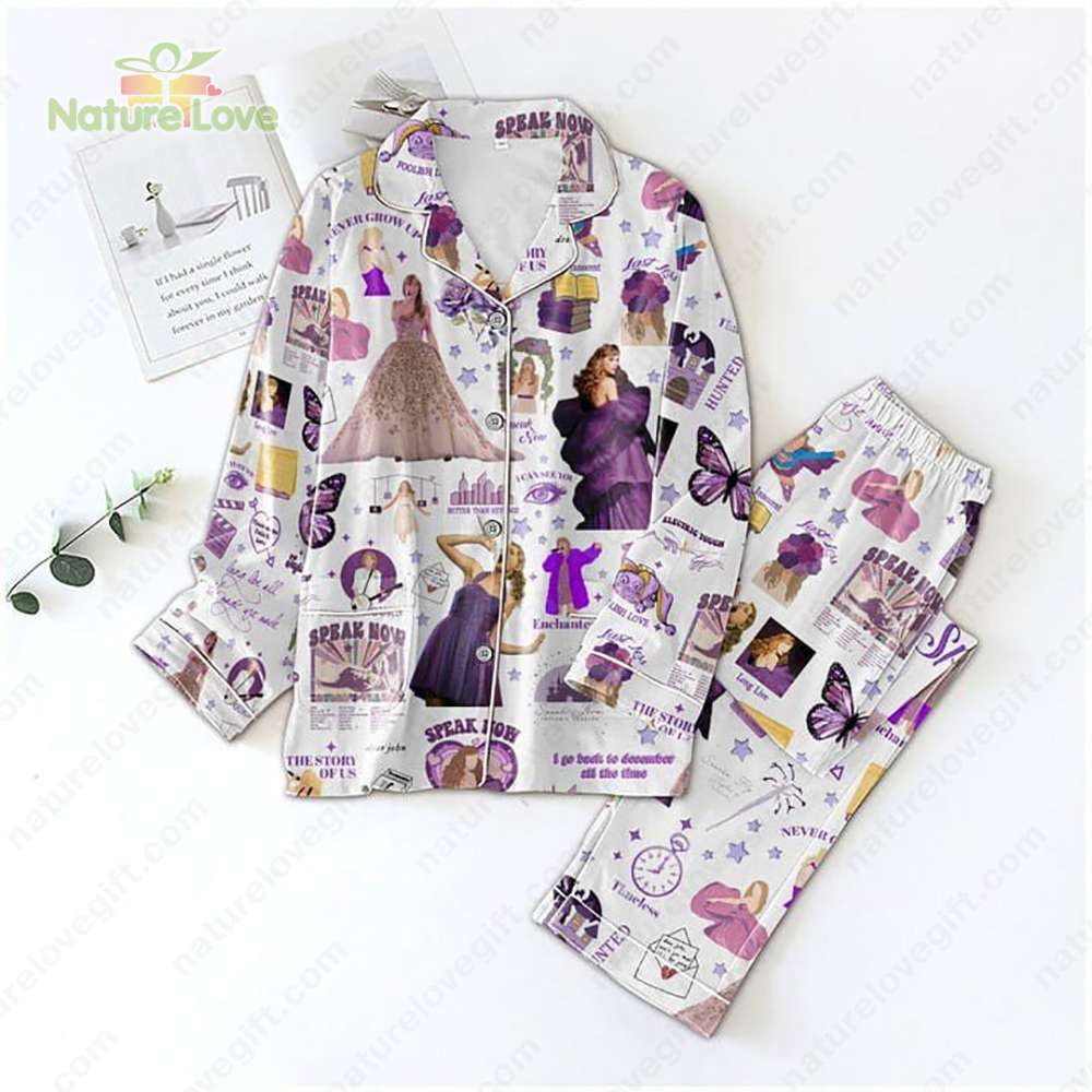 Ts Swift Swifties Speak Now Pyjama Pajama Set Nva Taylors Album Pop Music Princess Purple Pjs