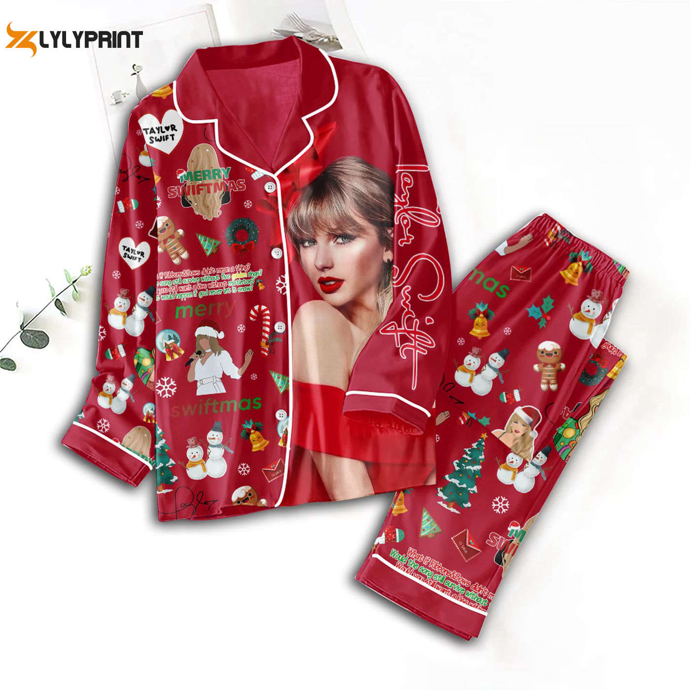 Stylish Taylorwift Button Down Pajama Set Set Comfortable Sleepwear For Swifties