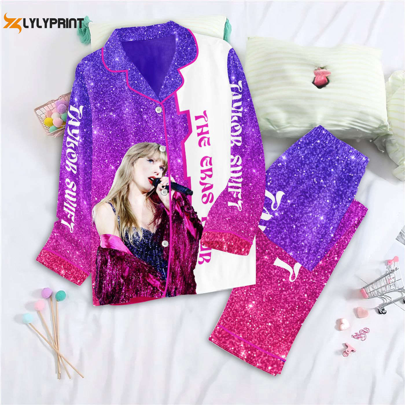 Shop Taylorwift Button Down Pajama Set Set Trendy & Comfy Sleepwear