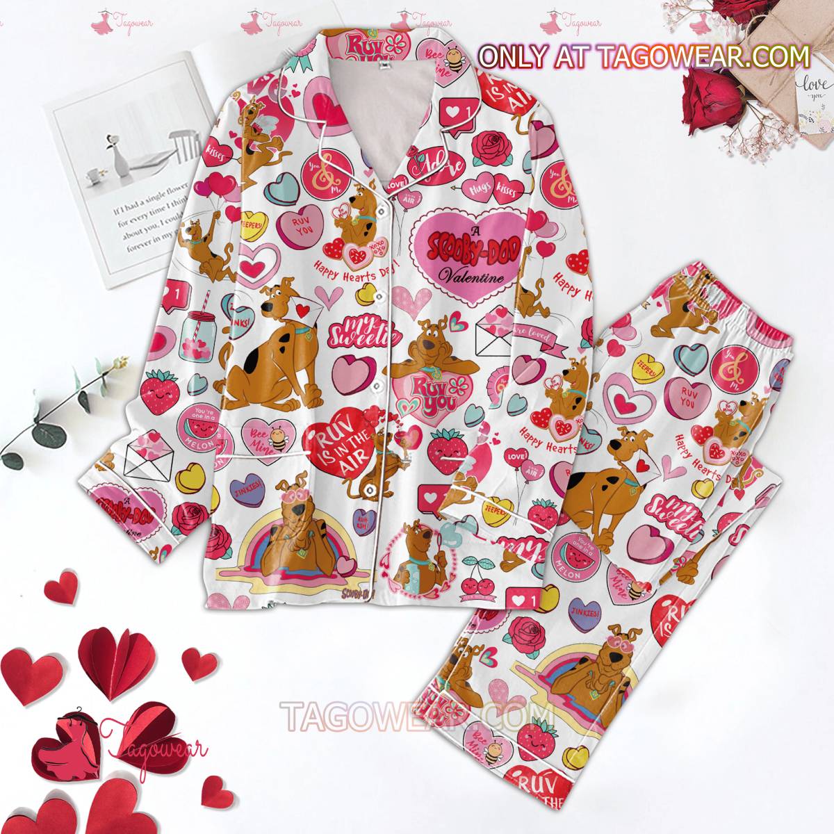Scooby-Doo My Sweetie Valentine Men Women Pajama Set Hfn Family Matching Shirt