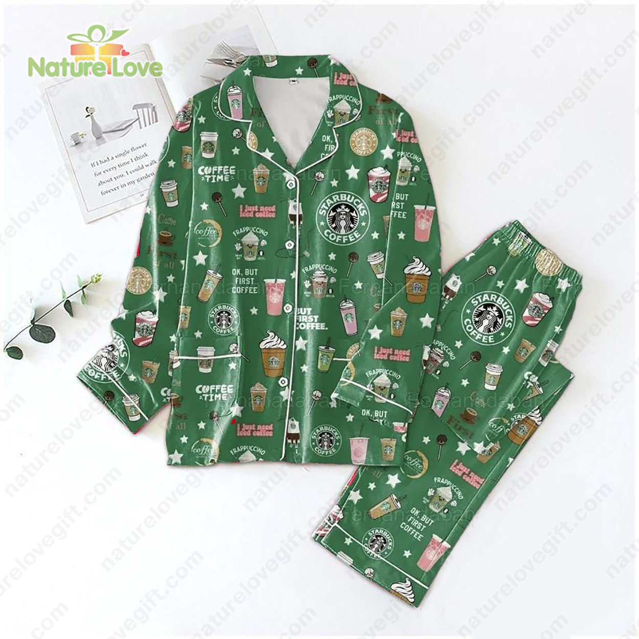 Starbuck Pyjama Pajama Set Nva Gift For Coffee Lover