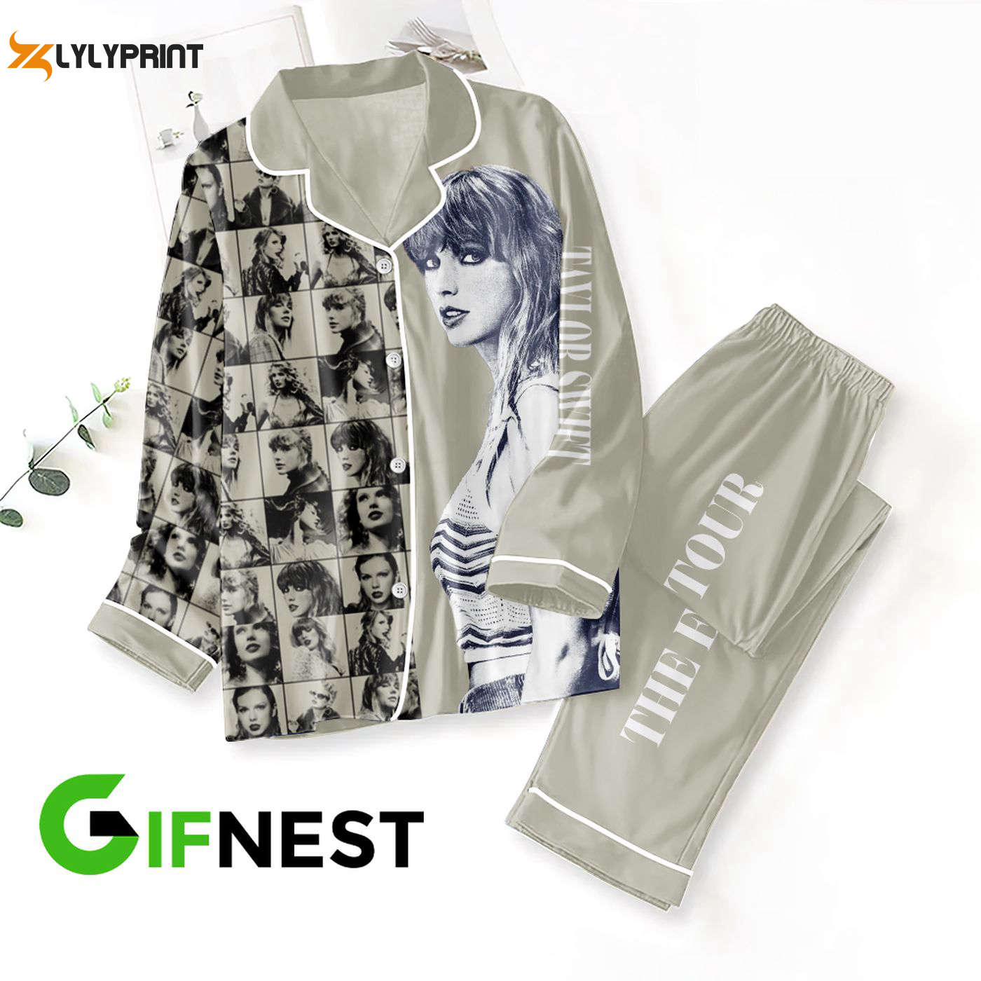 Stylish Taylorwift Button Down Pajama Set Set Comfortable & Trendy Sleepwear